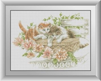 Набір для малювання каменями алмазний живопис Dream Art Кошенята в саду (квадратні, повна) 30966D - Вишивка хрестиком і бісером - Овечка Рукодільниця