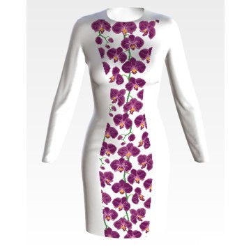 Набір для вишивки нитками Барвиста Вишиванка заготовки жіночої сукні – вишиванки Орхідеї кольору фуксії ПЛ182дМннннi
