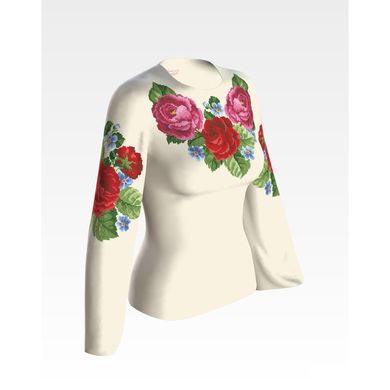 Заготовка женской вышиванки Пышные розы, фиалки для вышивки бисером БЖ008шМнннн