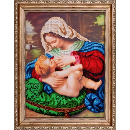 Мати Божа «Годувальниця» Атлас з малюнком для часткової вишивки бісером Ангеліка A-529 - Вишивка хрестиком і бісером - Овечка Рукодільниця