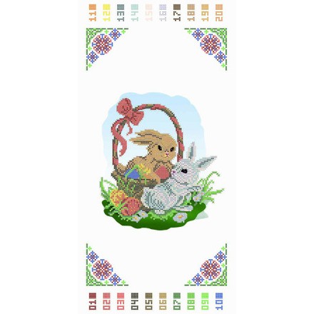Дитячий рушник. Кролики Канва з нанесеним малюнком для вишивання бісером Солес РВ-Д-03-СХ - Вышивка крестиком и бисером - Овца Рукодельница