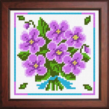 Букет фиолетовых цветов Ткань для вышивания с нанесённым рисунком Orchidea O-1234 - Вышивка крестиком и бисером - Овца Рукодельница