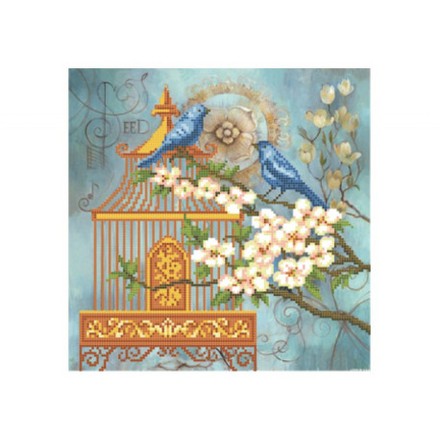 Сині птахи в жасмині Схема для вишивки бісером Повітруля Т6 30 - Вишивка хрестиком і бісером - Овечка Рукодільниця