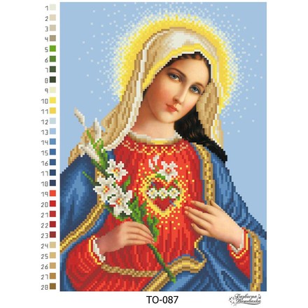 Схема картини Ікона Відкрите Серце Марії для вишивки бісером на тканині ТО087пн2332 - Вишивка хрестиком і бісером - Овечка Рукодільниця