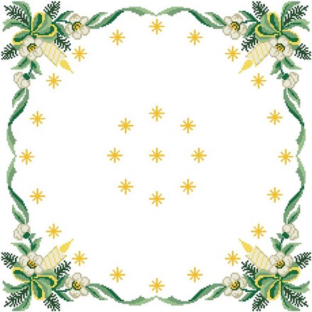 Схема Новогодняя скатерть Рождественские звезды для вышивки бисером и нитками на немецкой ткани с водонепроницаемым покрытием. ТР148аБ5252 - Вышивка крестиком и бисером - Овца Рукодельница