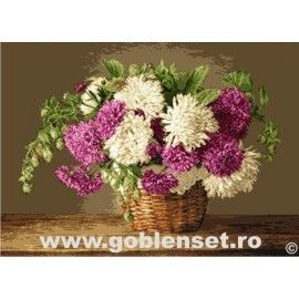 Набор для вышивания гобелен Goblenset G1024 Корзина с хризантемами - Вышивка крестиком и бисером - Овца Рукодельница