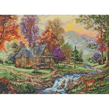 Набір для вишивання Anchor MAIA 01223 Mountain Retreat / Будиночок у горах - Вишивка хрестиком і бісером - Овечка Рукодільниця
