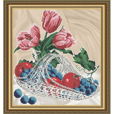 Схема на ткани для вышивания бисером ArtSolo Яблоки с виноградом в хрустале VKA4707 - Вишивка хрестиком і бісером - Овечка Рукодільниця
