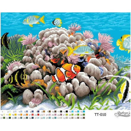 Схема картины Подводный мир для вышивки бисером на ткани ТТ010ан4634 - Вышивка крестиком и бисером - Овца Рукодельница