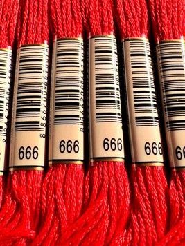 Муліне для вишивання AIRO №666 колір Red, Bright/Яскравий червоний 8м