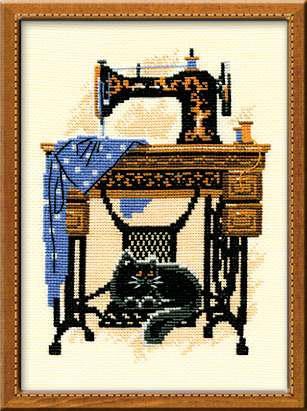 Кошка со швейной машинкой. Набор для вышивания. Риолис (0857) - Вышивка крестиком и бисером - Овца Рукодельница