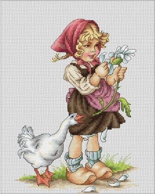 Девочка с гусем. Набор для вышивания крестом. Luca-S (B1047) - Вышивка крестиком и бисером - Овца Рукодельница