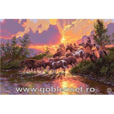 Набор для вышивания гобелен Goblenset G976 Лошадиная прогулка - Вышивка крестиком и бисером - Овца Рукодельница