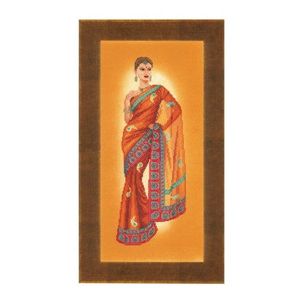 Набор для вышивания PN-0145758 Indian lady in orange sari - Вышивка крестиком и бисером - Овца Рукодельница