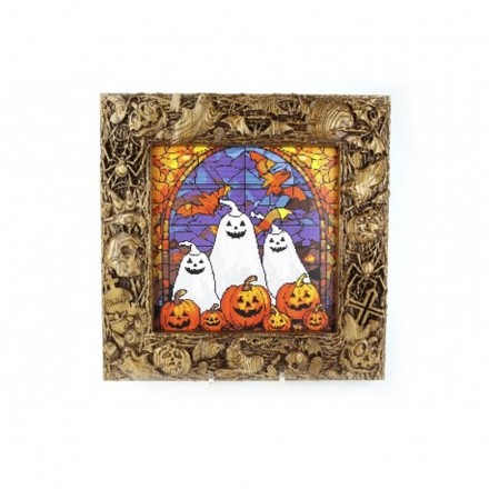 Хелловін Різьблена дерев'яна квадратна рамка ArtInspirate RAR_28 - Вышивка крестиком и бисером - Овца Рукодельница