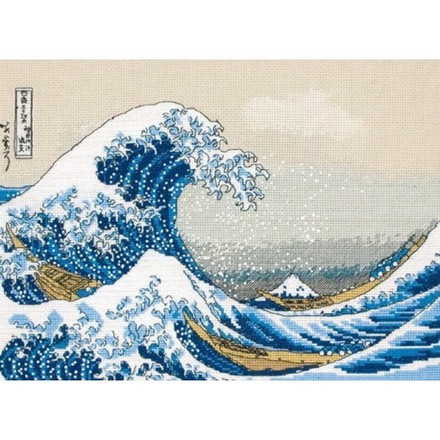 Набор для вышивания Anchor MAIA 01100 The Great Wave Off Kanagawa /Большая волна Каттагава - Вышивка крестиком и бисером - Овца Рукодельница