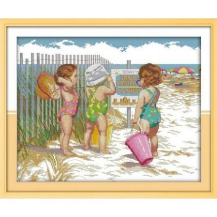 Пляж Набір для вишивання хрестиком з друкованою схемою на тканині Joy Sunday R469 - Вышивка крестиком и бисером - Овца Рукодельница