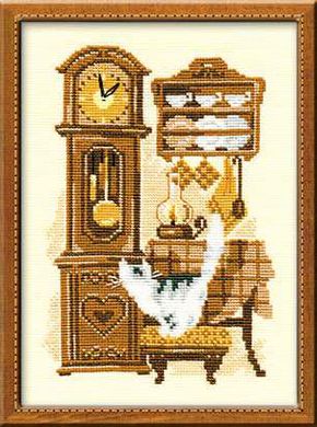 Кошка с часами. Набор для вышивания. Риолис (0858) - Вышивка крестиком и бисером - Овца Рукодельница