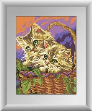 Набір для малювання камінням алмазна живопис Dream Art Кошенята в кошику (квадратні, повна) 30143D - Вишивка хрестиком і бісером - Овечка Рукодільниця
