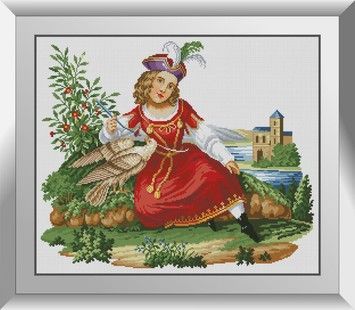 Набір для малювання каменями алмазний живопис Dream Art Дівчина із соколом (квадратні, повна) 31162D - Вишивка хрестиком і бісером - Овечка Рукодільниця