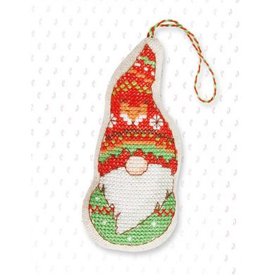 Новогоднее украшение. Дед Мороз шапка с лисичкой. Игрушка. Luca-S (JK011) - Вышивка крестиком и бисером - Овца Рукодельница