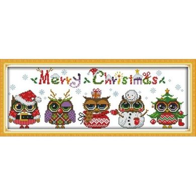Різдвяні сови Набір для вишивання хрестиком з друкованою схемою на тканині Joy Sunday K991 - Вышивка крестиком и бисером - Овца Рукодельница