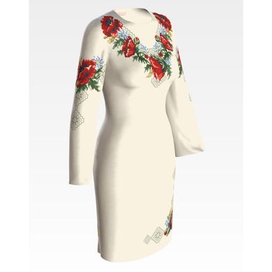 Набір для вишивки нитками Барвиста Вишиванка заготовки жіночої сукні – вишиванки Маковий розмай ПЛ086кМннннi
