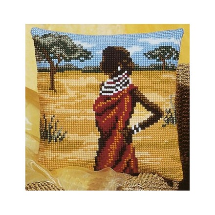 Набор для вышивки подушки Vervaco 1200/907 Африканка - Вишивка хрестиком і бісером - Овечка Рукодільниця