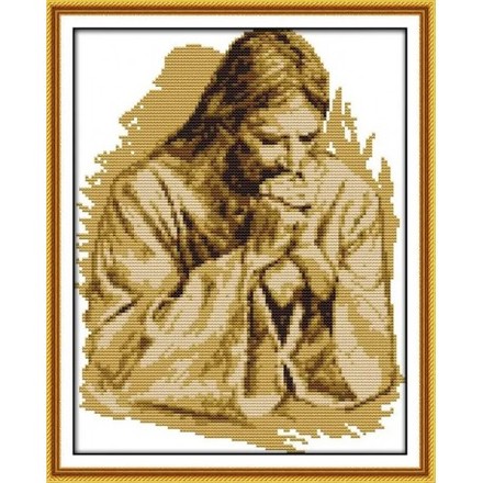 Ісус молиться Набір для вишивання хрестиком з друкованою схемою на тканині Joy Sunday R615 - Вышивка крестиком и бисером - Овца Рукодельница