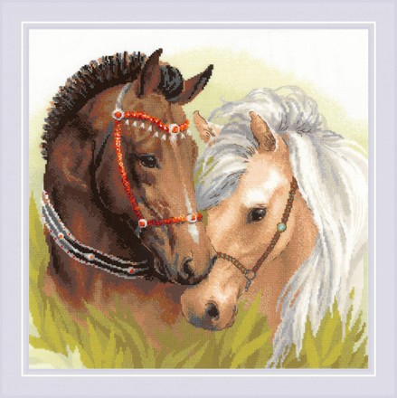 Пара коней. Набір для вишивання хрестом. Ріоліс (1864) - Вишивка хрестиком і бісером - Овечка Рукодільниця