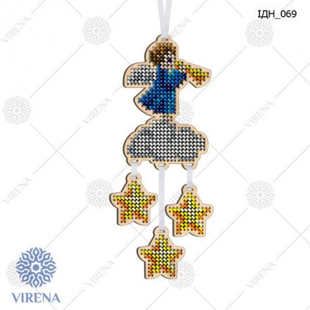 Набор для изготовления ёлочной игрушки VIRENA ИДН_069 - Вышивка крестиком и бисером - Овца Рукодельница
