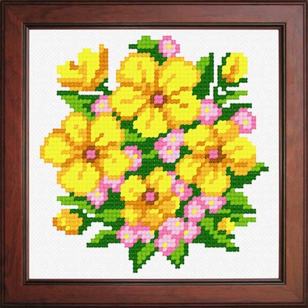 Букет желтых цветов Ткань для вышивания с нанесённым рисунком Orchidea O-1245 - Вишивка хрестиком і бісером - Овечка Рукодільниця