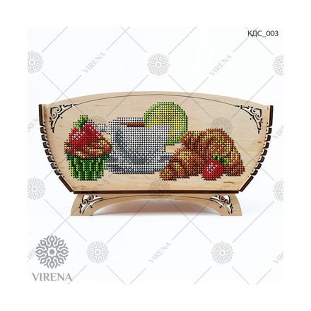 Набір для виготовлення дерев'яного кошика для смаколиків. Virena (КДС_003) - Вишивка хрестиком і бісером - Овечка Рукодільниця