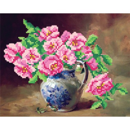 Рожеві квіти Схема для вишивки бісером Повітруля Т6 41 - Вишивка хрестиком і бісером - Овечка Рукодільниця