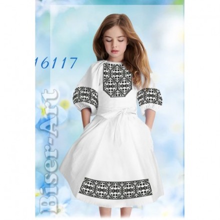 Сукня дитяча біла (габардин) Заготовка для вишивки бісером або нитками Biser-Art 16117ба - Вышивка крестиком и бисером - Овца Рукодельница