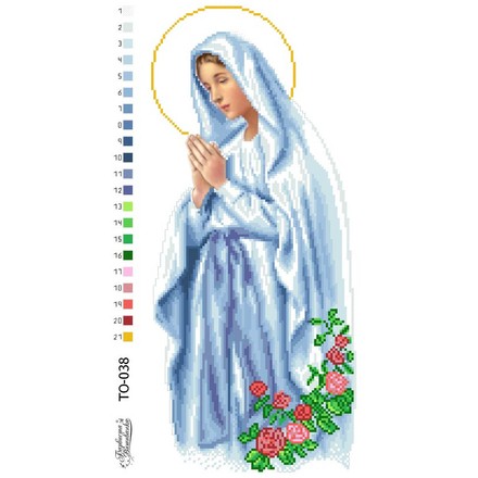 Схема картины Мария непорочного зачатия для вышивки бисером на ткани ТО038ан2547 - Вышивка крестиком и бисером - Овца Рукодельница