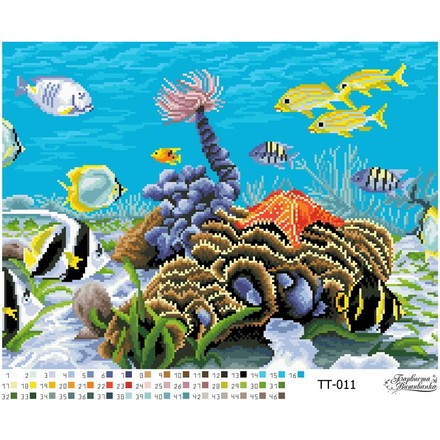 Схема картины Подводный мир для вышивки бисером на ткани ТТ011ан4634 - Вышивка крестиком и бисером - Овца Рукодельница