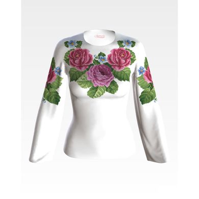 Набір для вишивки жіночої блузки бісером Рожеві троянди, фіалки БЖ009кБннннk - Вишивка хрестиком і бісером - Овечка Рукодільниця