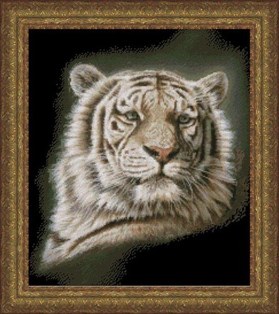 Portrait of a White Tiger Kustom Krafts (98717) - Вишивка хрестиком і бісером - Овечка Рукодільниця