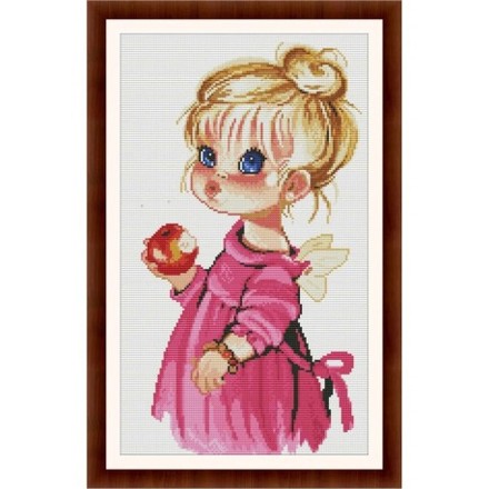 Ангелочок з яблуком (рожевий) Набір для вишивання хрестиком Dantel 057.1D - Вишивка хрестиком і бісером - Овечка Рукодільниця