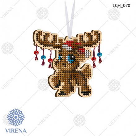 Набор для изготовления ёлочной игрушки VIRENA ИДН_070 - Вышивка крестиком и бисером - Овца Рукодельница