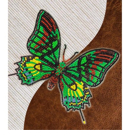 Набор для вышивки бисером бабочки с водорастворимым флизелином Вдохновение Тейнопальпус Императорский NBFL-031 - Вышивка крестиком и бисером - Овца Рукодельница