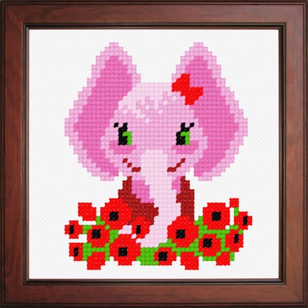 Розовый слон Ткань для вышивания с нанесённым рисунком Orchidea O-1164 - Вишивка хрестиком і бісером - Овечка Рукодільниця