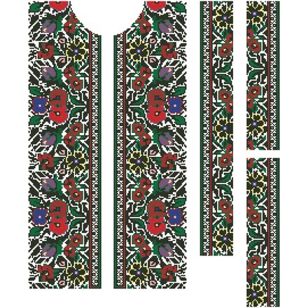 Заготовка мужской вставки для сорочки Борщевская современная для вышивки бисером ВЧ033кБнннн