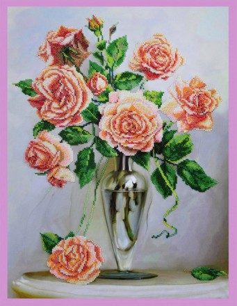 Троянди на мармуровий стіл. Набір для вишивання бісером. Картини Бісером (P-248кб) - Вишивка хрестиком і бісером - Овечка Рукодільниця