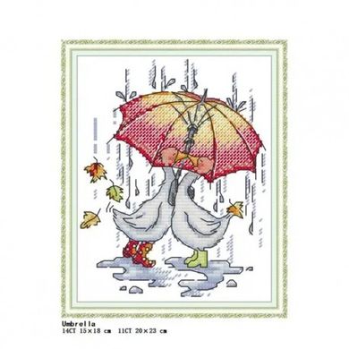 Під парасолькою Набір для вишивання хрестиком з друкованою схемою на тканині Joy Sunday DA845 - Вышивка крестиком и бисером - Овца Рукодельница