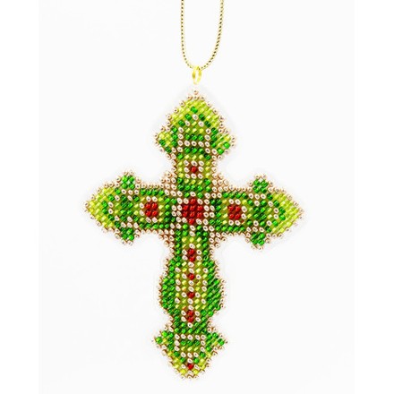 Крестик зеленый Набор для вышивания бисером объемной вышивки Golden Key N-066 - Вишивка хрестиком і бісером - Овечка Рукодільниця