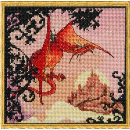 Набор для вышивания крестом NIMUЁ 121 КA (Aida) Le Dragon Rouge/Красный дракон - Вишивка хрестиком і бісером - Овечка Рукодільниця