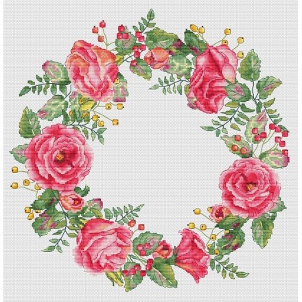 Схема для вишивання хрестиком Ксенія Вознесенська Вінок Троянди СХ-007КВ