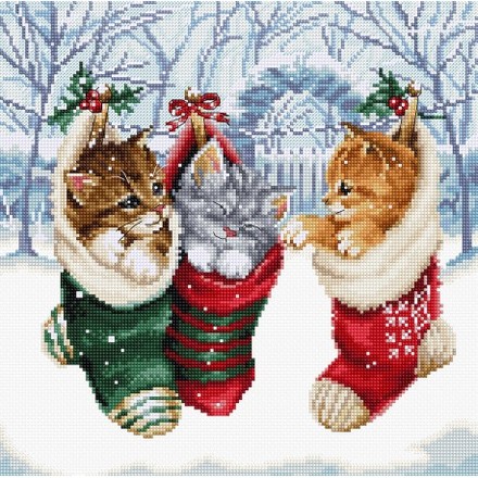 Снігові кошенята Набір для вишивання хрестиком LETISTITCH L8087 - Вышивка крестиком и бисером - Овца Рукодельница
